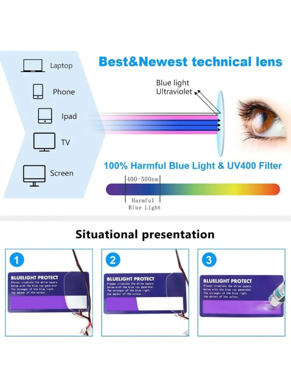 3 Pack Blue Light Blocking Half Frame Reading Glasses for Men & Women - Thin